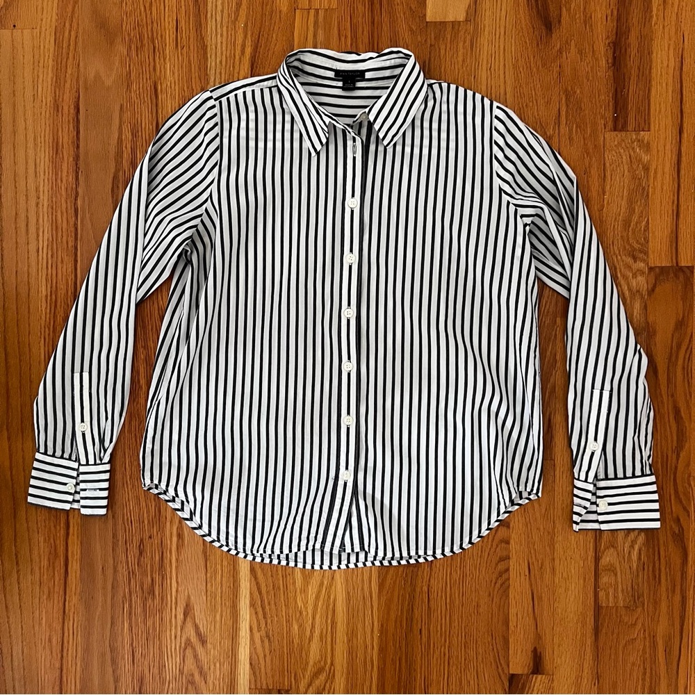 Ann Taylor Striped Button-Down Shirt – Size Small
